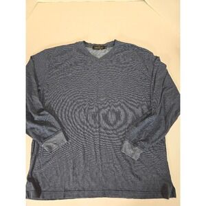 BUGATCHI Men's V-Neck Long Sleeve‎ Textured Knit Sweater Blue Medium